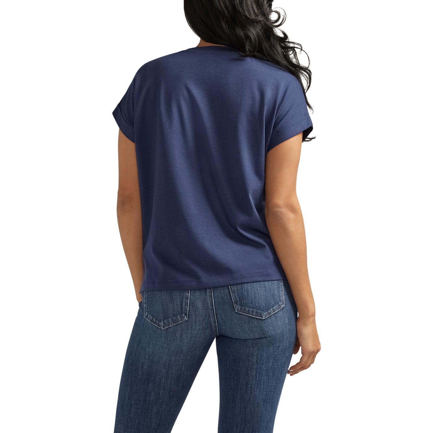 Back side Women's Luxe Tee In Naval Academy