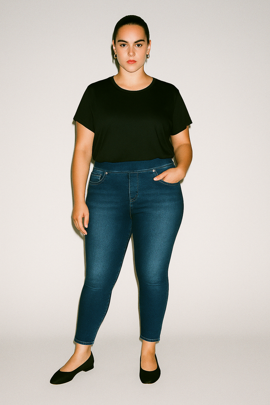 Peri Mid Rise Straight Leg Pull-On Jeans Anchor Blue