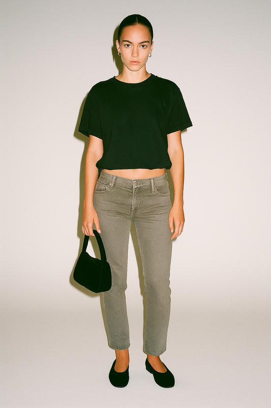 Cassie Mid Rise Slim Straight Leg Pants Taupe