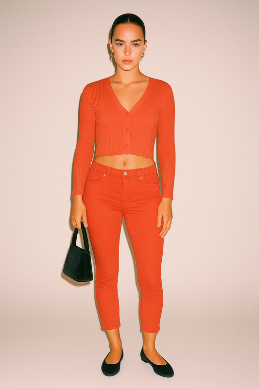 Cassie Mid Rise Cropped Pants Salsa