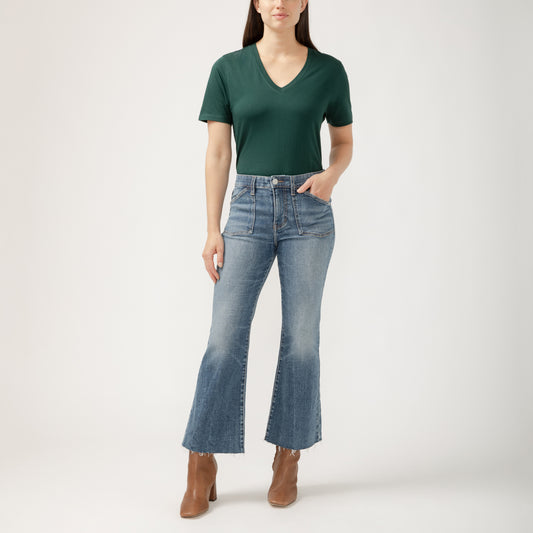 Kait Mid Rise Kick Flare Leg Jeans