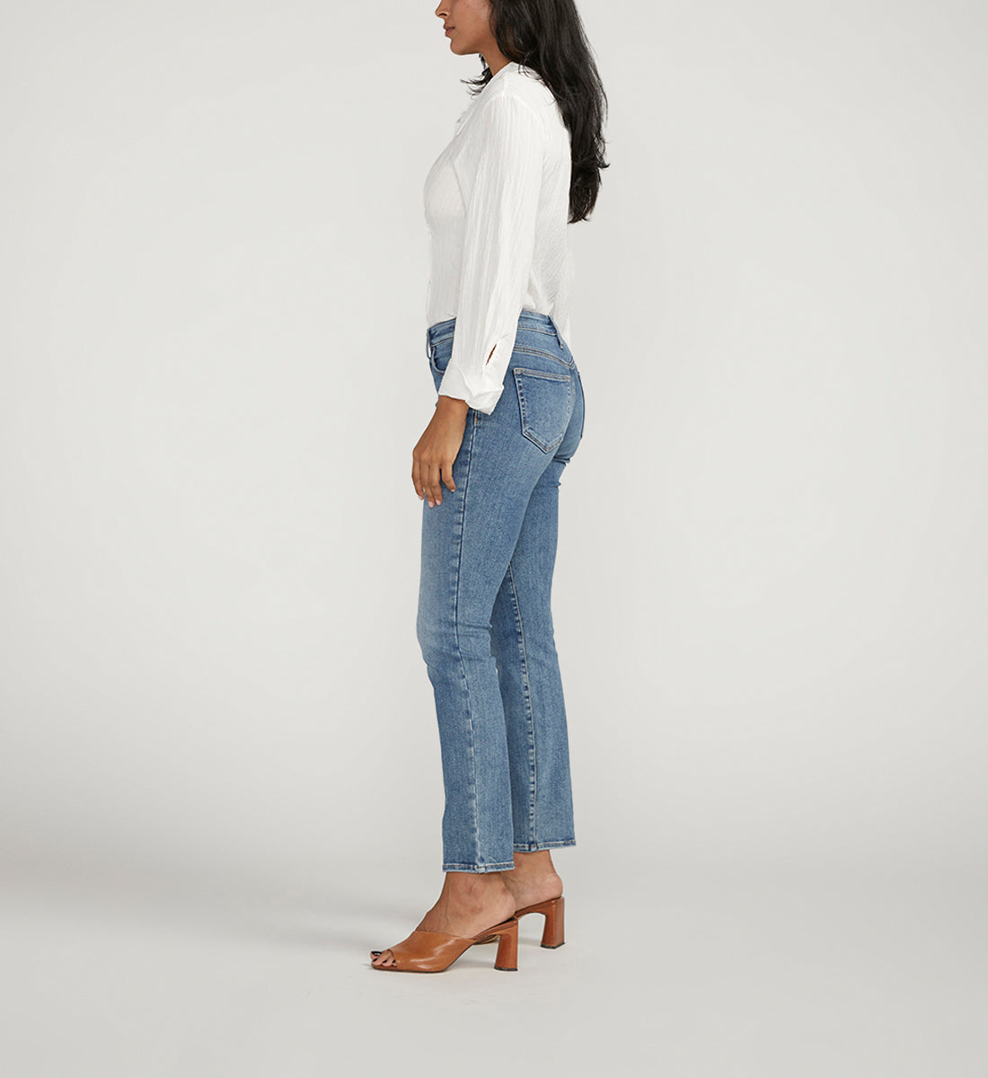 Forever Stretch Mid Rise Straight Leg Jeans