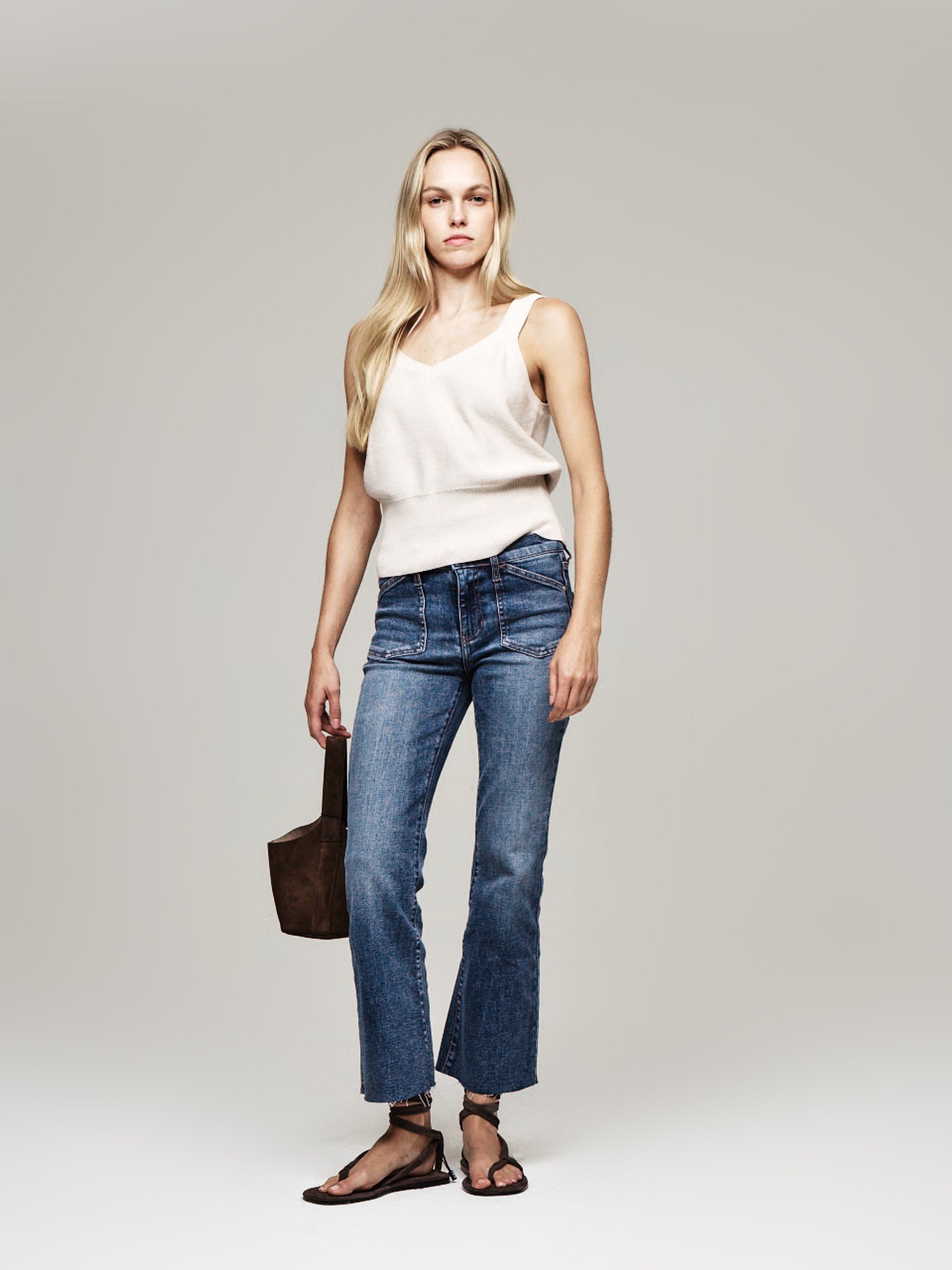 Kait Mid Rise Kick Flare Leg Jeans Parisian Blue