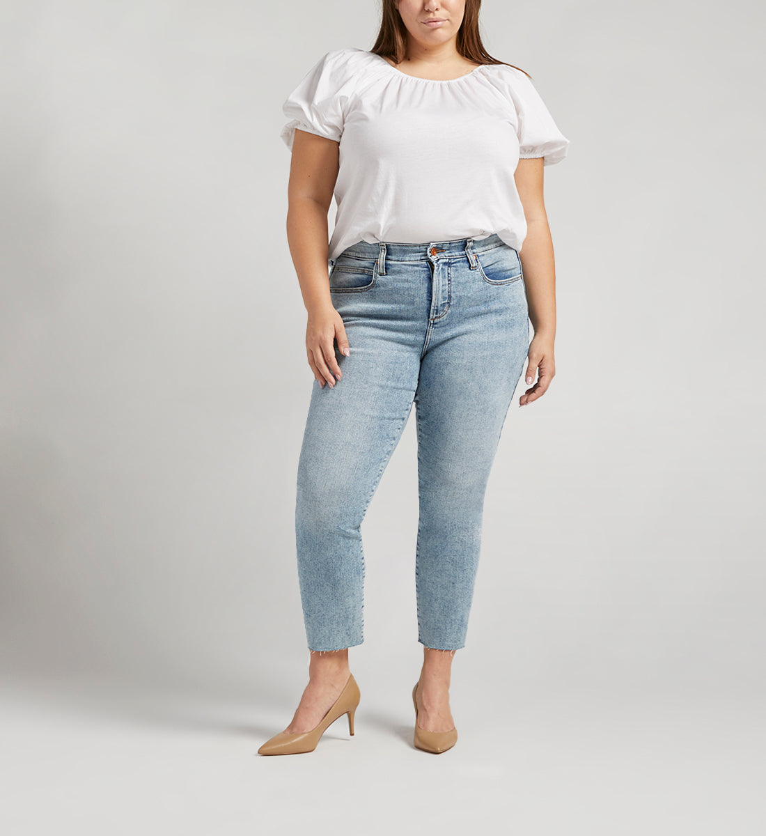 Ruby Mid Rise Straight Cropped Jeans Plus SIze