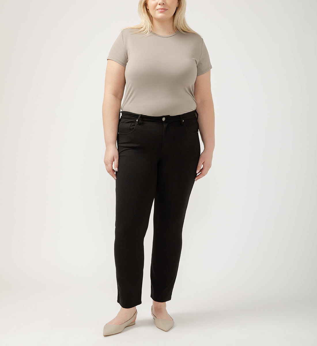 Cassie Mid Rise Slim Straight Leg Ponte Pants Plus Size