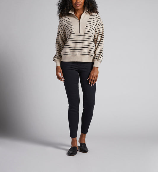 Striped Half-Zip Sweatshirt