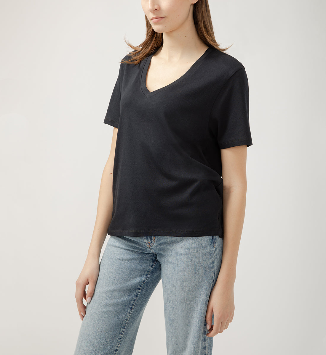 Drapey Luxe V-Neck Tee Black