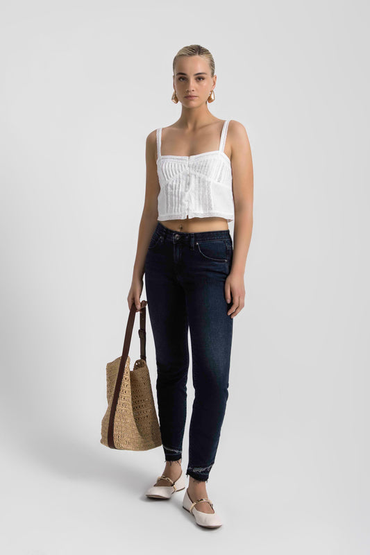 Cecilia Mid Rise Skinny Jeans Bastille Blue
