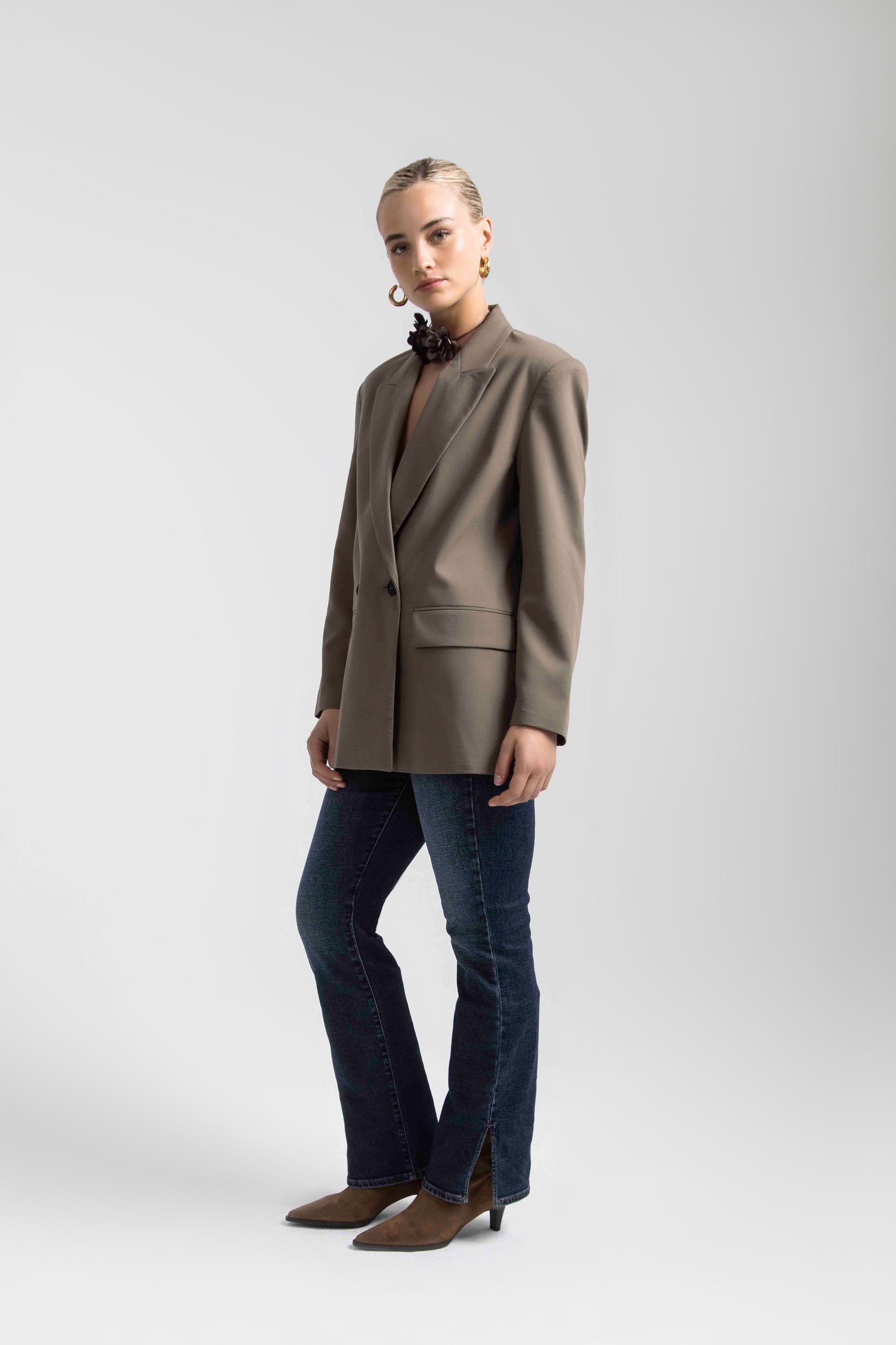 Relaxed woman wearing jeans