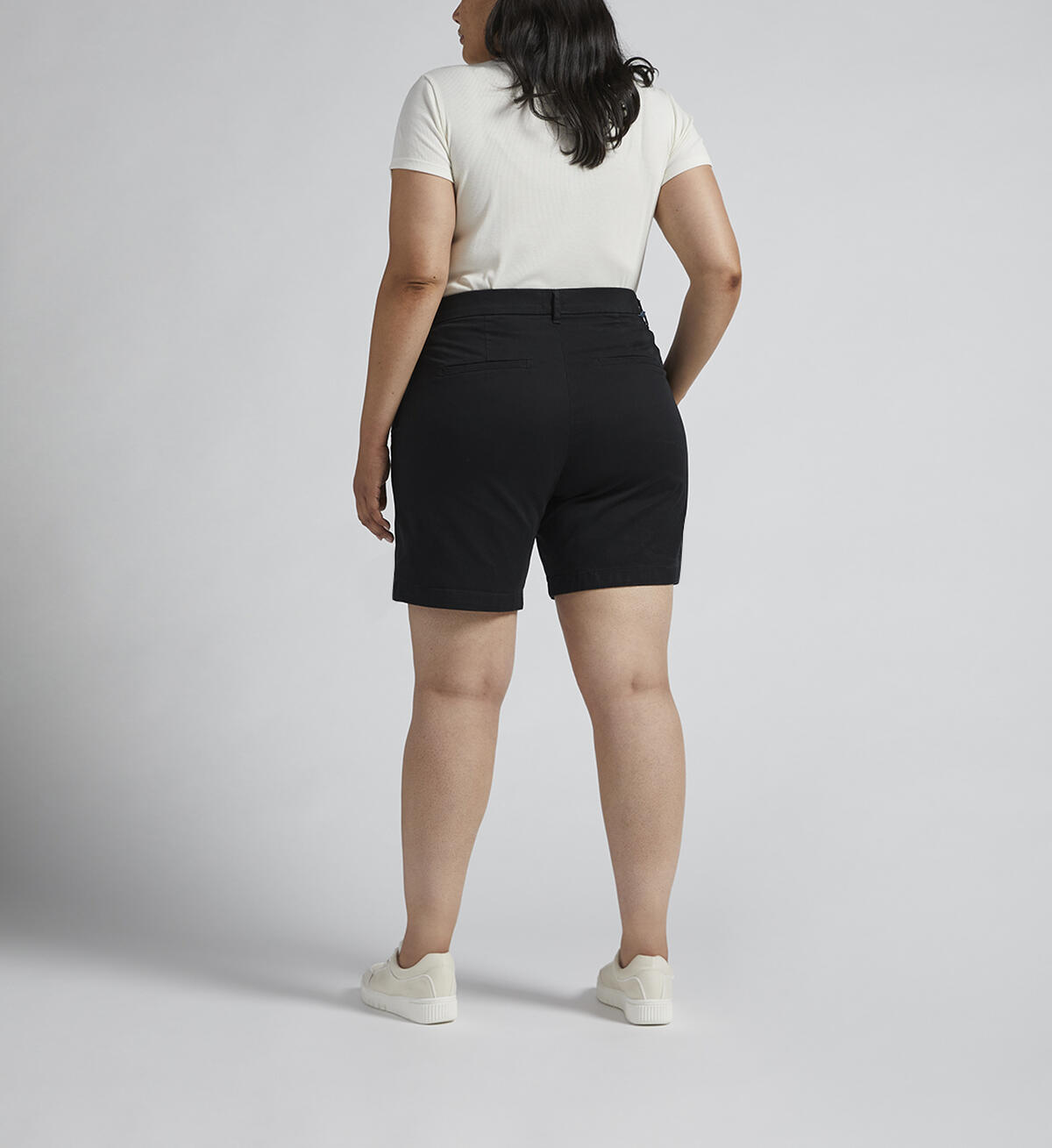 Maddie Mid Rise 8-inch Pull-On Short Plus Size, Black, hi-res image number 1