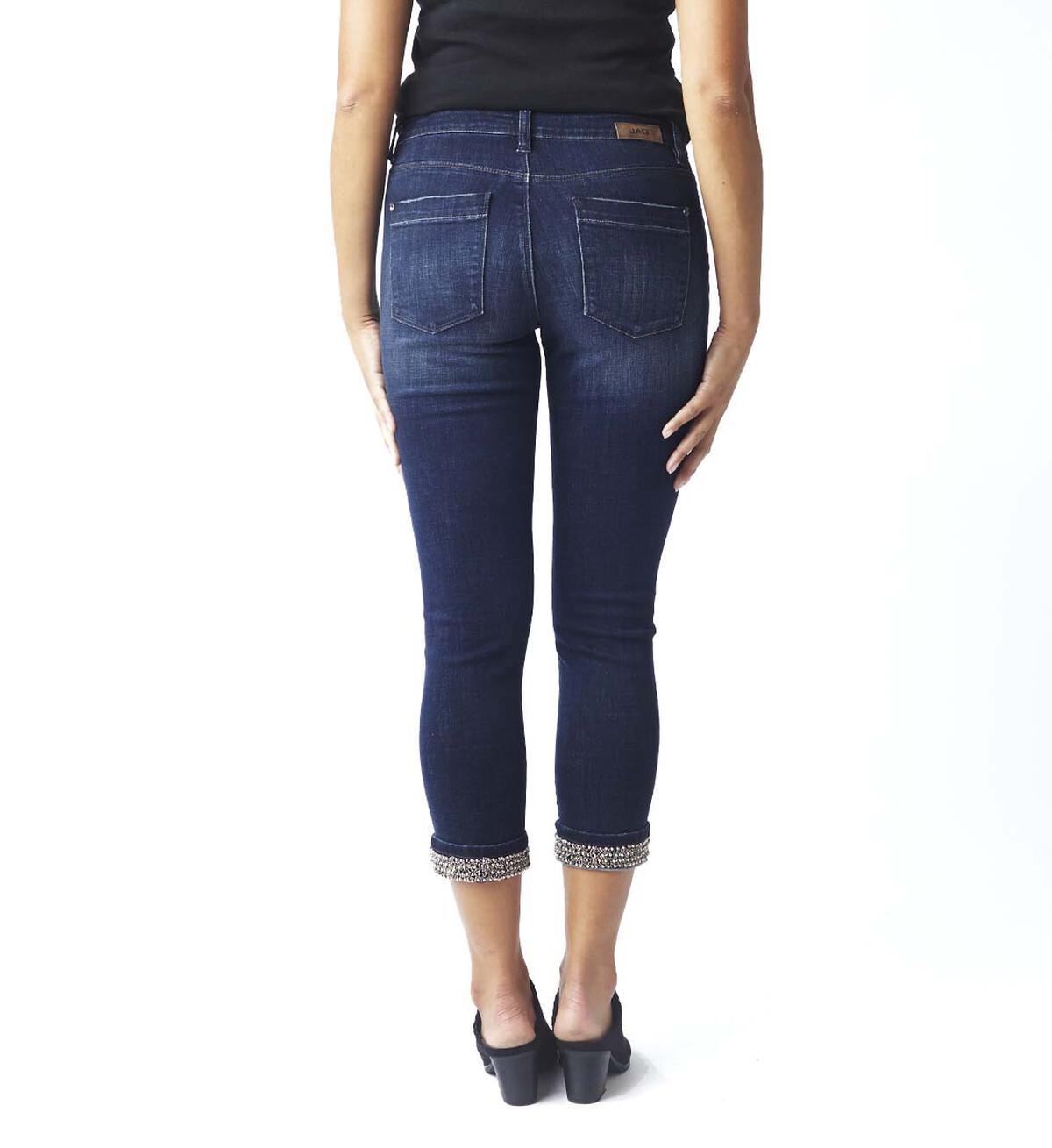 Maddie Mid Rise Skinny Beaded Cuff Jeans Petite, , hi-res image number 1