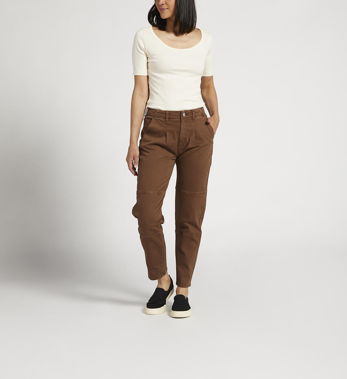 Utility High Rise Tapered Ankle Pants, Brown, hi-res image number 0